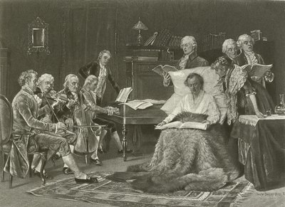 Mozart cantando seu Requiem (gravura) de Thomas W. Shields
