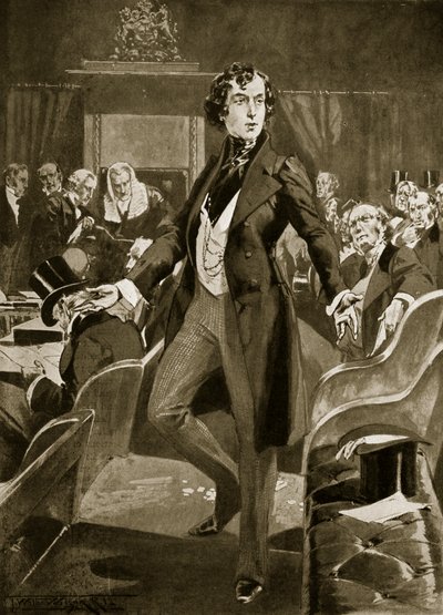 Primeiro discurso de Disraeli nos Comuns, ilustração de 