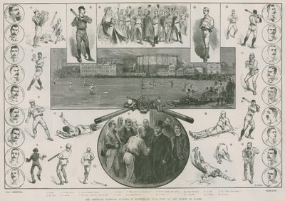 Os jogadores de basebol americanos em Kennington Oval - visita do Príncipe de Gales (gravura) de Thomas Walter Wilson