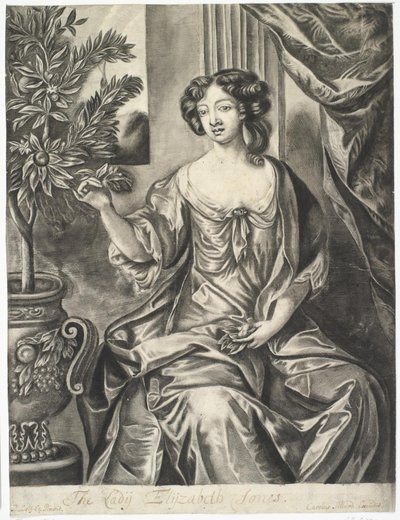 Senhora com vaso de flores; A Lady Elisabeth Jones após Sir Peter Lely de Thomas Watson
