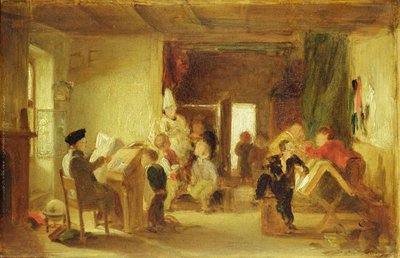 Um estudo para &39;The Schoolroom&39; (óleo no painel) de Thomas Webster
