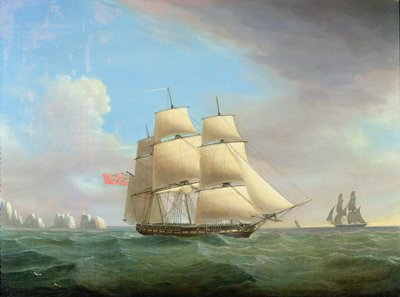 HM Frigate Galatea, 38 armas fora das agulhas, ilha de Wight de Thomas Whitcombe