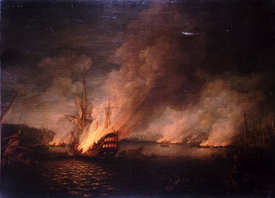 A ação de Sir John Thomas Duckworth nos Dardanelos de Thomas Whitcombe