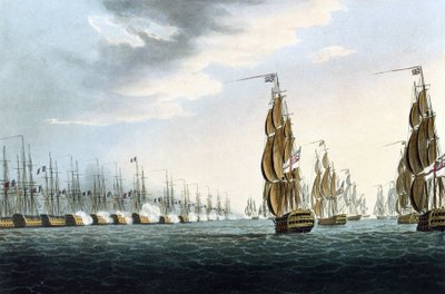 A Batalha de Abukir (ou Batalha do Nilo, Egipto), 1 de agosto de Thomas Whitcombe