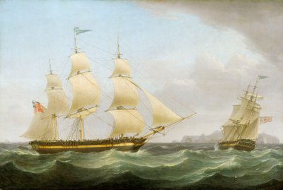O navio Phoenix, finais do século XVIII - princípios do século XIX (óleo sobre tela) de Thomas Whitcombe