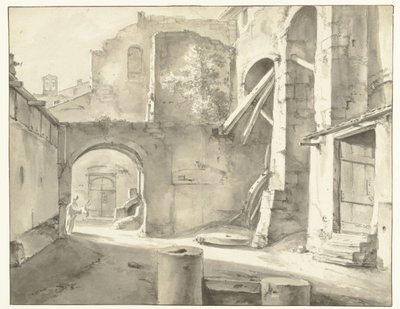 Edifícios italianos com um portão à esquerda de Thomas Wijck