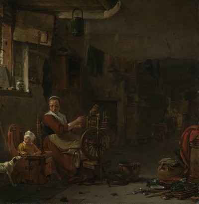 Mulher Camponesa que Gira de Thomas Wijck
