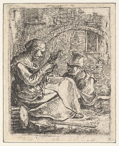 Mulher Spinning.n.d. de Thomas Wijck