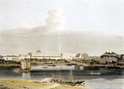 Palácio de Nawaub Suja Dowla em Lucnow, prato XVI da Parte 4 de "Cenário Oriental", pub. 1802 (aquatint) de Thomas und William Daniell