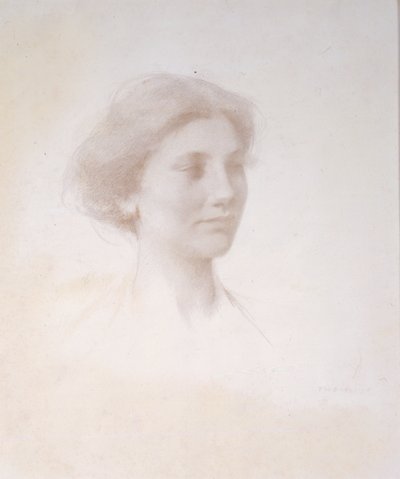 Cabeça de uma menina, c.1909 (silverpoint em branco preparados mat board) de Thomas Wilmer Dewing