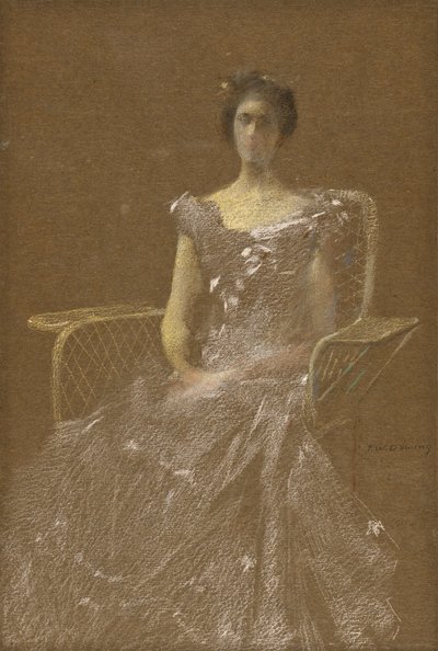 Dama numa poltrona de vime de Thomas Wilmer Dewing