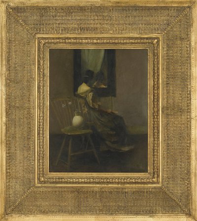 The Mirror, 1907 (óleo sobre painel de madeira) de Thomas Wilmer Dewing