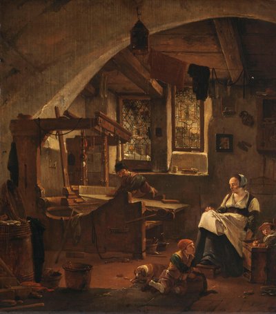Interior de uma casa de tecelão de Thomas Wyck