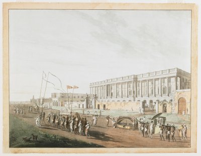 A Nova Casa do Tribunal e Chandpam Ghaut da Vista de Calcutá de Thomas und William Daniell