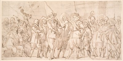 Oficiais e outros guardas cívicos do III Distrito de Amsterdã, sob o comando do capitão Allaert Cloeck e do tenente Lucas Jacobsz Rotgans de Thomas de Keyser
