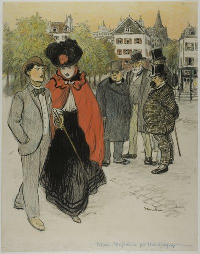 Cavalheiro a observar um casal a passear de Théophile Alexandre Pierre Steinlen