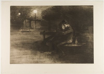Amantes num banco de Théophile Alexandre Pierre Steinlen