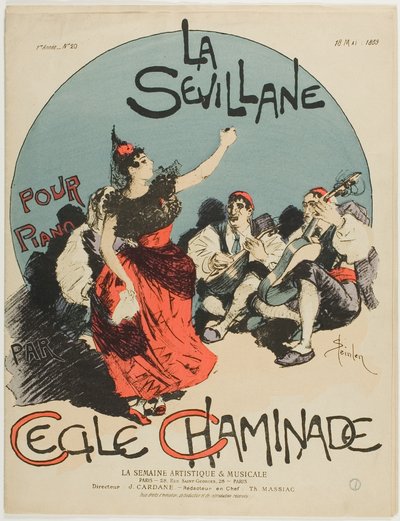 Abertura para A Mulher de Sevilha, para Piano, por Cecile Chaminade de Théophile Alexandre Pierre Steinlen