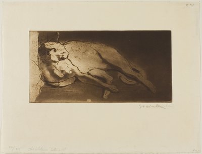 Gato reclinado esticado da esquerda para a direita de Théophile Alexandre Pierre Steinlen