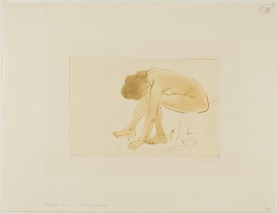 Mulher sentada a limpar os pés de Théophile Alexandre Pierre Steinlen
