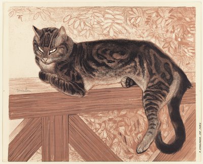 verão: Gato numa balaustrada de Théophile Alexandre Pierre Steinlen
