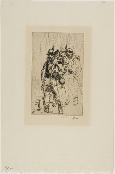 Três soldados a caminhar de Théophile Alexandre Pierre Steinlen