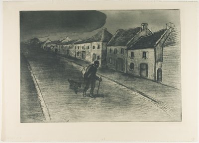 Vagabundo que passa por uma aldeia adormecida de Théophile Alexandre Pierre Steinlen