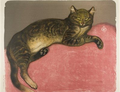 inverno: Gato numa almofada de Théophile Alexandre Pierre Steinlen