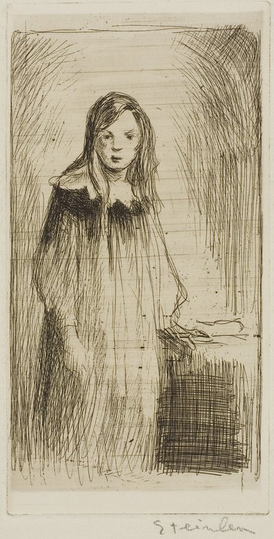 Jovem rapariga de pé de Théophile Alexandre Pierre Steinlen