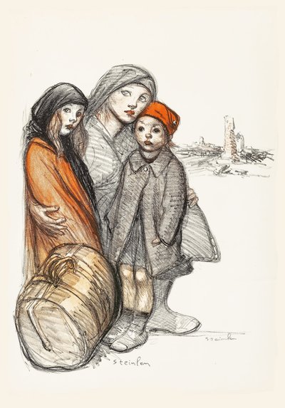 O Aisne devastado. Caridade de guerra para a reconstrução de casas destruídas, 1918. de Théophile Alexandre Steinlen