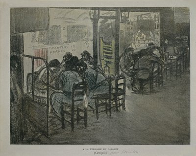 Paris no terraço do café, por Theophile Alexandre Steinlen, sketch de Théophile Alexandre Steinlen