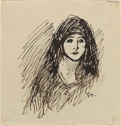 Retrato da esposa do artista, final do século 19 e início do século 20. de Théophile Alexandre Steinlen
