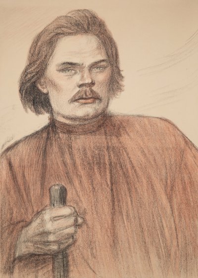 Retrato do autor Maxim Gorky 1868-1939, 1905. de Théophile Alexandre Steinlen