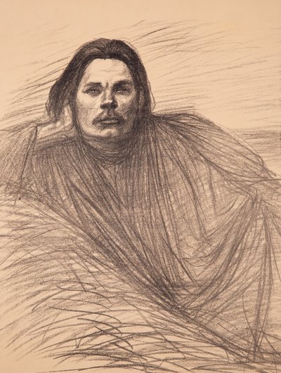 Retrato do autor Maxim Gorky 1868-1939, ca 1894. de Théophile Alexandre Steinlen