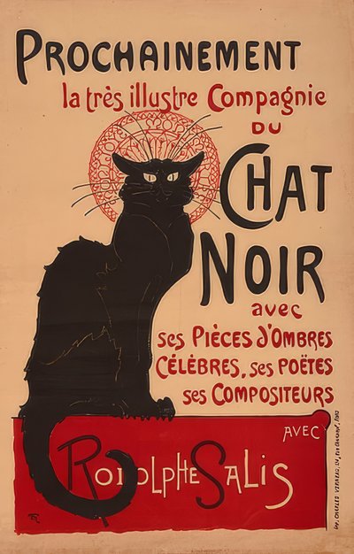 Em breve, a famosa Compagnie du Chat Noir, com Rodolphe Salis (2. Fassung). Frankreich, 1896, Imp. Charles Verneau, Paris de Théophile Alexandre Steinlen