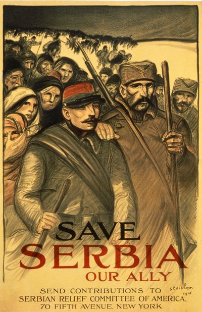 Save Serbia our Ally, Envie contribuições para o Serbian Relief Committee of America, pub. França, 1916 de Théophile Alexandre Steinlen