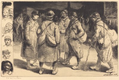 Soldados de licença - licença de cena noturna - efeito noturno, 1916. de Théophile Alexandre Steinlen