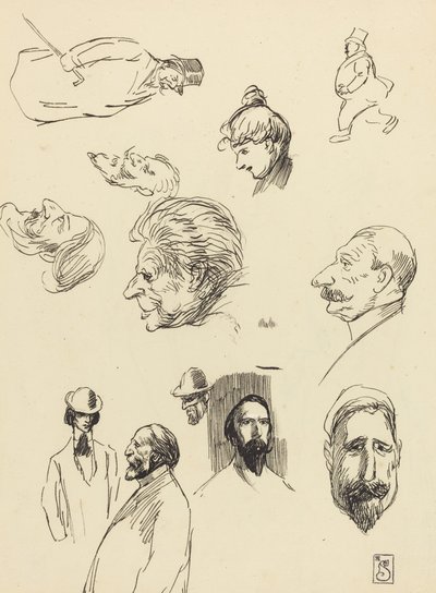 Estudos de figuras e cabeças, final do século XIX e início do século XX. de Théophile Alexandre Steinlen