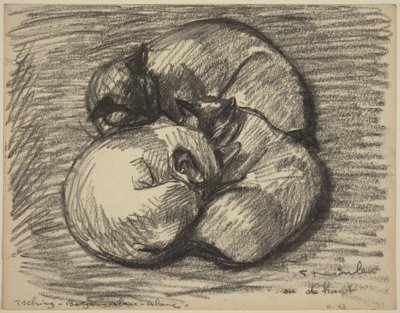 Os gatos: Tsching, Batzar e Blanc-Blanc, final do século XIX e início do século XX. de Théophile Alexandre Steinlen