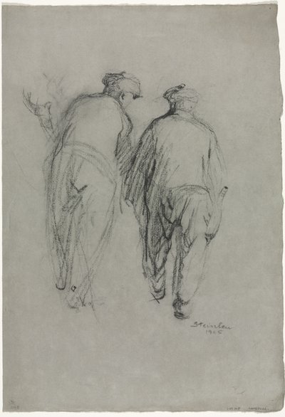 Dois homens a trabalhar, vista traseira de Théophile Alexandre Steinlen