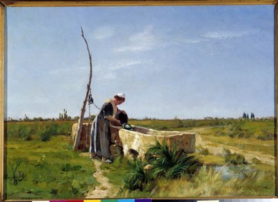 The Peasant and the Well Painting by Theophile Mayan (1860-1937) Dim. 46x56 cm. Menção obrigatória: Fondação de colecções a respeito de de Provence Marseille DR de Théophile Henri Mayan