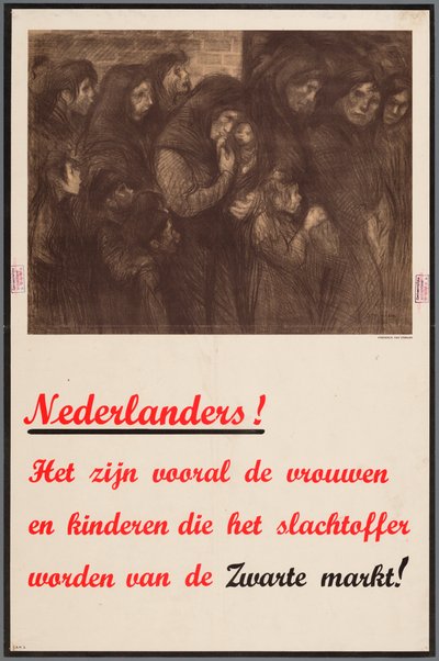 Anúncio ao povo neerlandês de que as mulheres e as crianças, em particular, são vítimas do mercado negro de Theophile Steinlen