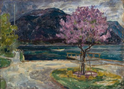 Paisagem costeira com amendoeiras a florir de Thorolf Holmboe