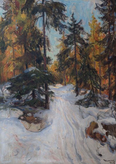 Interior da floresta, inverno de Thorolf Holmboe