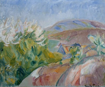 Primavera com árvore de fruto branco de Thorvald Erichsen