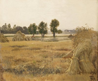 Terreno com pilhas de grãos de Thorvald Niss