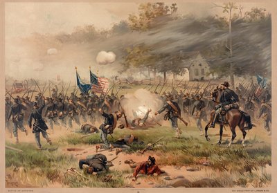 Batalha de Antietam, pub. L Prang & Co. de Thure de Thulstrup