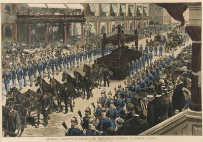 General Grants Funeral - A Procissão passando pela Quinta Avenida, da Harpers Weekly, pub. 1885 de Thure de Thulstrup