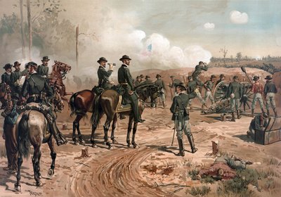 Guerra Civil dos EUA: General Sherman durante o cerco de Atlanta em 1864 (litografia) de Thure de Thulstrup