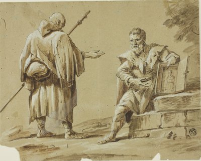 Dois peregrinos com santuário portátil de Tiberius Dominikus Wocher